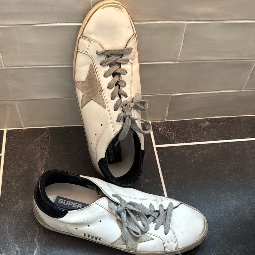 Golden Goose White Sneakers with Black Accents